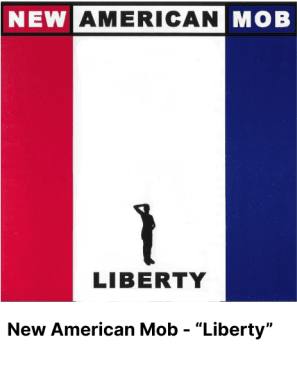 A red white and blue flag with the word " liberty " underneath it.